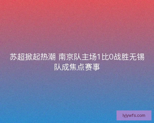 苏超掀起热潮 南京队主场1比0战胜无锡队成焦点赛事